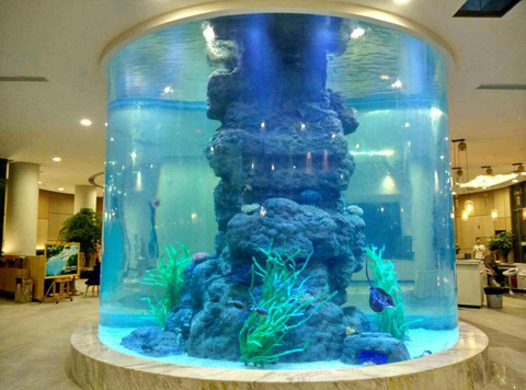 Large aquarium acrylic fish tank production and installation - Leyu