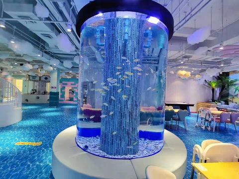 Cylinder Acrylic Aquarium fish tank with Sump Filtration-Leyu Acrylic